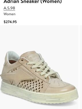 A.S.98 Women's Beige Adrian Sneaker Size 38